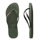 Havaianas Slim Rubber Logo - Green Olive/Pink